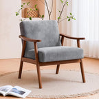 Accent Chair with Microfiber Upholstery and Solid Wood Frame, Classic Mid-Century Modern Living Room Furniture for Extra Seating, Spotted Grey
