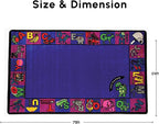SAFECASTLE Alphabet Charlie Kids Educational Area Rug – 5'4" x 7'8" – ABC Alphabet Border Classroom Carpet for Playroom, Classroom, Daycare, or Preschool – Durable Machine-Tufted Nylon Rug