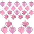 24PCS Valentines Day Heart Ornaments, Pink Heart Shaped Ornaments, 2 Sizes Heart Hanging Ornaments, Glossy Heart Baubles Hanging Decorations for Valentine's Day Wedding Anniversary Home Party Decor