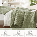 Comfort Spaces Queen Quilt Set Modern Reversible Ogee Coverlet Queen Bedding Set Cozy Quilted Winter Layer, All Season Lightweight Soft Queen Size Quilt, Kienna, Full/Queen Olive Green 3 Piece