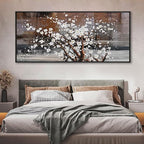 KLAKLA Wall Art for Living Room - Black Framed Wall Decor Large Size Natural Botanical Plum Wooden Framed Abstract Brown Picture Artwork for Bedroom Office