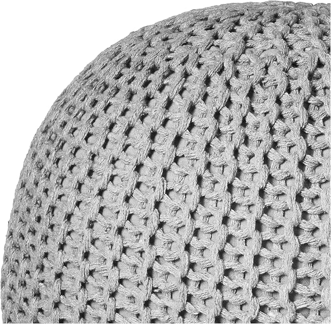 Urban Lifestyle Round Knit Pouf, Light Grey