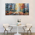 Art Hand Painted Forest Landscape Oil Painting Modern Abstract Art Home Wall Deco Art 24x48 inches