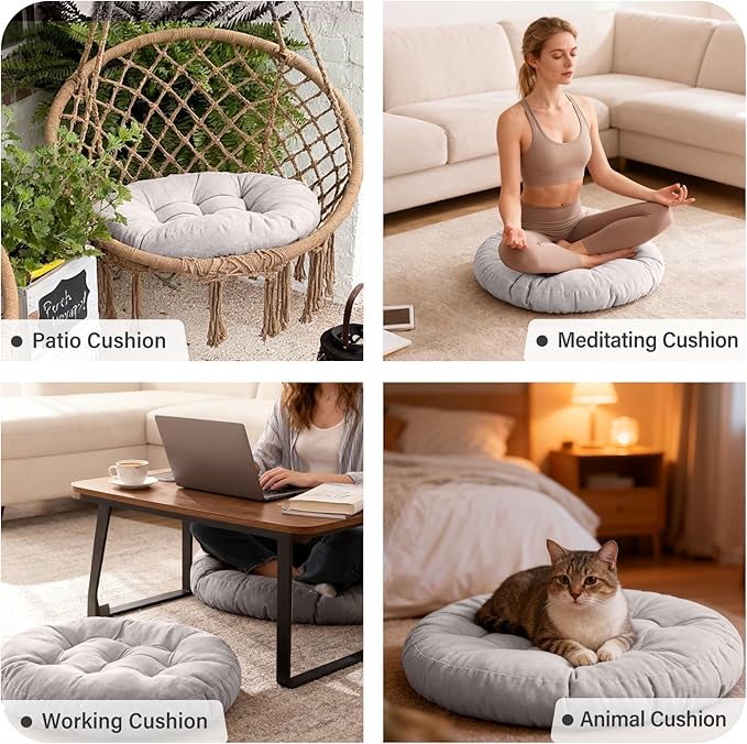 Tiita Outdoor Cushions Square Floor Pillow Thicken Tufted Seat Pad Large Floor Cushion for Yoga Meditation Living Room
