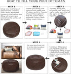 Thgonwid Unstuffed Moroccan Ottoman Pouf Cover, Ottoman Footstool Storage Solution, Bean Bag Chair, Foot Rest, Deep Coffee