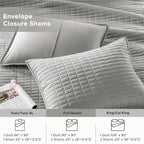 Comfort Spaces Kienna Quilt Set- Double Sided Stitching Design Summer Blanket, Lightweight, Soft, All Season Bedding Layer, Matching Sham, Grey, Coverlet Full/Queen(90"x90") 3 Piece