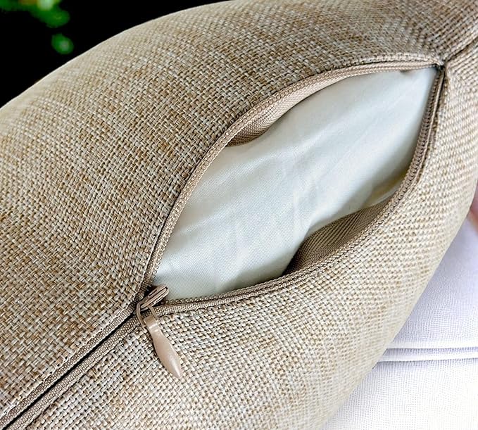 Aiking Home Woven Fine Faux Linen Throw Pillow Cover, Size 12"x24", Wheat