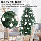 White 1.6" Small Christmas Balls Christmas Tree Decoration Ornaments Shatterproof Hanging Balls for Birthday Halloween Holiday Wedding Decorations Set of 36pcs
