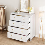 IDEALHOUSE Dresser for Bedroom, Chest of Dressers 37" Tall Dresser for Closet with 4 Drawers Chest with Clothes Storage Cabinet, Drawer Organizer for Bedroom, Living Room, Closet, Hallway, White