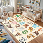 Kids Rugs for Playroom - 3x5 Feet ABC Alphabet Rug for Kids Room Educaitonal Learning Animal, Preschool Rug for Children Toddler Bedroom Nursery Kindergarten Decor, Beige