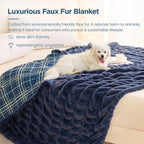 Sophia & William Ruched Faux Fur Throw Blanket for Couch - Luxury Lightweight Plush Fuzzy Cozy Soft Blankets, Blue, 50" x 60"