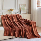 NEWCOSPLAY Super Soft Twin Blanket Coffee Premium Silky Flannel Fleece Leaves Pattern Lightweight Bed Blanket All Season Use (Coffee, Twin(60"x80"))
