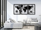 VAILLA World Map Wood Wall Art Decor Large Hanging Sculpture Modern Home Decoration Large Set of 3 Panels Map Wallart Botanical Wall Hangings Wooden Wall Arr 3D Textured Sculptures for Living Room Bedroom Office Dinnig Room