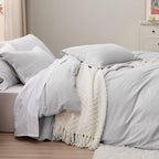Bedsure Light Grey Oversized King Duvet Cover - 3 Pieces Prewashed Cotton-Like Polyester Extra Soft Bedding Set, Includes 1 Duvet Cover 120x98 Inches with Zipper Closure & 2 Pillow Shams, No Comforter