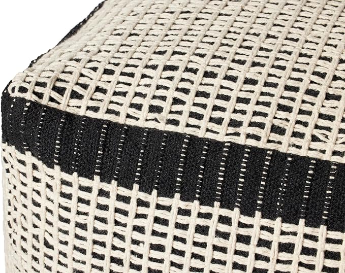 Loloi II LPF0040 Black/Ivory 18'' W x 18'' D x 18'' H Pouf