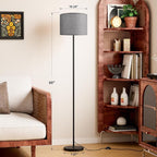 Ambimall 60'' Modern Floor Lamp with Shade, Tall Lamps for Living Room, Bedroom, Office, Dining Room, Linen Grey Shade with Black Pole(Without Bulb)