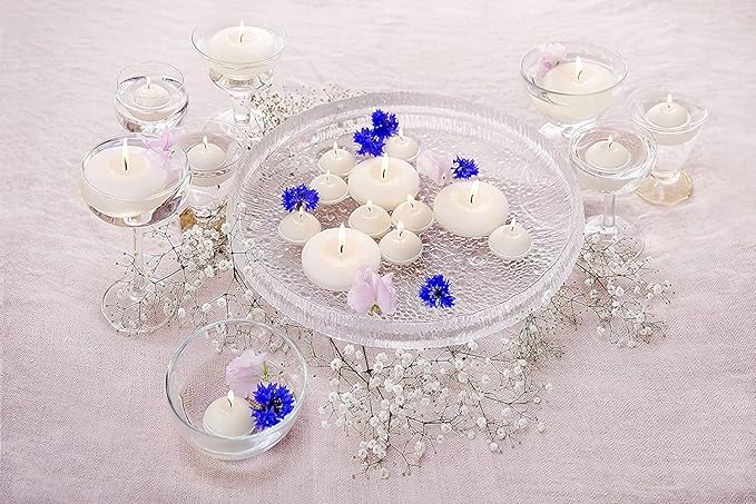 BOLSIUS 3 Inch Ivory Floating Candles - 48 Count Unscented - Premium European Quality - Imbue Breathtaking Ambiance for Romantic Wedding Centerpieces, Decorations, Events, Pool, Holiday, and Parties