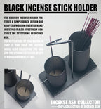 2 in 1 Incense Holder for Sticks,Glass Incense Burner Holder with Storage,Upside Down Incense Holder for Sticks with Glass Ash Catcher for Meditation Yoga Spa Room Home Decor[Full Black]