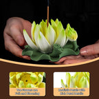 Lotus Incense Burner - Incense Burner Holder for Home Incense Holder Decor Incense Holder for Sticks Yoga, SPA(Z4-Green Yellow)