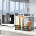 DALTACK Desk Organizers Metal Magazine File Holder with 5 Vertical Compartments Folder Storage Binder Organizer for Office Home School Organization, Black