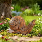 Sungmor Cast Iron Snail Statue, Vintage Animal Collection Figurines, Home Office Table Decor, Paperweight, Doorstop, Garden Lawn Cute Ornament, Rust Finish