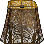Rectangle Large Metal Lampshade Forest Etching Forest Lamp Shade Pattern Fits For Table Lamps And Floor Lamps Spider Fitter (8+6)" Top x (13.8+8)" Bottom x 11" High