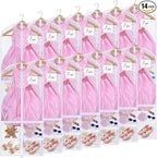 14 Pcs Garment Bags for Dance Costumes Clear PVC with Zippers 24 x 50 Inch Suits Bag with Pockets Dance Costume Organizer Carrier for Storage Cover for Adult(Fully Transparent White,Classic)