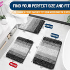 OLANLY Bathroom Rug Set 2 Piece, Soft Absorbent Microfiber Bath Mats and U-Shaped Contour Toilet Rug, Non-Slip, Machine Wash Dry, Plush Shaggy Bath Mats for Bathroom (24"x16"+24"x20", Black)