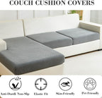 Sofa Covers Couch Covers for Sofa Pet Friendly Couch Cushion Covers Universal Sofa Covers Washable Stretch Slipcovers for Sectional Sofa (Texture Gray, 2 Seats + Chaise Cover)