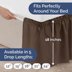 Wrap Around Dust Ruffle Bed Skirt - Brown - for Queen Size Beds with 18 Inch Drop - Easy Fit Elastic Strap - Adjustable Pleated Bedskirt w/Brushed Fabric - Wrinkle Free - for Women, Men, Kids & Teens