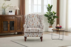 KEIKI Floral Accent Chair for Living Room - Sophisticated Vintage Charm with Classic Wood Legs, Elegant Upholstered Armchair