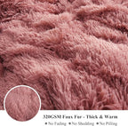 XeGe Plush Shaggy Duvet Cover Set, Luxury Ultra Soft Velvet Fluffy Bedding Sets 3 Pieces(1 Furry Faux Fur Dusty Pink Comforter Cover + 2 Fuzzy Faux Fur Pillowcases), Zipper Closure(Queen, Old Pink)