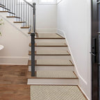 PURE ERA Carpet Stair Treads Tape Free Non Slip Indoor Stair Carpet Stair Protectors Pet-Friendly Non-Slip Skid Resistant Washable Reusable 8" x 30"(14 Pieces,Cream Gray Mini-Diamond Trellis)