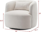 KINWELL 34" Wide Boucle Swivel Barrel Chair with 23" Ottoman Set, Fully Assembled Set of Sherpa Accent Chair and Footrest, Modern Comfy Armchair and Footstool for Living Room and Bedroom, Beige