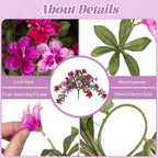 Artificial Fake Azalea Flowers for Outdoor Spring Decoration, Faux Silk Flower for Summer UV Resistant Look Real Plants for Garden Yard Porch Walkway Indoor Decor, 2PCS