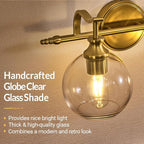 ANDY STAR Brushed Gold Bathroom Light Fixtures, 5-Light Vanity Lights for Mirror, 35 Inch Modern Wall Sconces Lighting with Globe Clear Shade Up or Down Wall Mounted for Bedroom, Living Room, Hallway