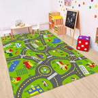 Non-Slip Town City Road Map Playmat for Boys, Perfect for Playroom and Bedroom, Car Track Mat - 6'7" x 4'11"(Rectangular)