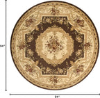 Rugs.com Chateau Collection Rug – 8 Ft Round Brown Medium Rug Perfect for Kitchens, Dining Rooms