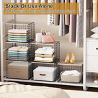 Widened & Heightened Closet Organizers And Storage Shelves With Top Board, Set of 3 Stackable Closet Shelf Organizer Storage Bin Basket For Clothes Sweaters,Space-saving, Sturdy,Wider Higher Size