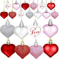 48 Pieces Valentine Heart Baubles Ornaments Valentine's Day Heart Shaped Ornaments for Decoration or Wedding Anniversary Party Supplies, 4 Colors in 8 Styles