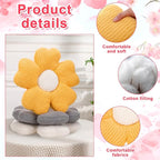 6 Pcs Flower Shaped Pillows Daisy Floor Throw Pillows 15 Inch Flower Seat Cushion for Reading Sofa Couch Bed Decor for Back to School First Day of School(Light Color)