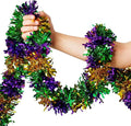 Mardi Gras Garland Decorations,50Ft Glitter Tinsel Garland Decor for Tree Mantle Bedroom Office Classroom Party Indoor Outdoor Holiday Home Green Gold Purple