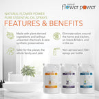 Natural Flower Power Air Freshener Spray Refills - Odor Eliminator w/Essential Oils - Home, Car & Fabric - Cruelty Free & Vegan - Variety Pack - Citrus & Spice, Lavender, Lemongrass - 3 x 16 fl oz
