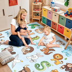Kids Rugs for Playroom - 5x7 Feet Alphabet Rug for Classroom Educational Learning Animals, Preschool Rug Toddler Children Bedroom Nursery Kindergarten Decor, Blue
