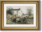 ARPEOTCY Vintage Cottage Garden Wall Art, Framed Floral House Painting Print, French Country Style Home Décor, 14x11 Inch Countryside Landscape Picture for Living Room, Bedroom, Hallway