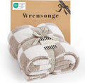 Checkered Throw Blanket, Taupe Soft Cozy Fluffy Warm Throw Blankets for Couch, Sofa, Chair, Bed, Camping, Picnic, Office,Travel Lightweight Bed Blanket - 50"*70"