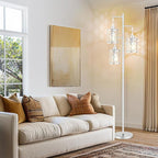 【Upgraded】72" Tall Dimmable Floor Lamp, Modern Standing Lamp with Elegant Metal Cage, Industrial Tree Floor Lamps for Living Room, Bedroom, Study Room, Office (3 x 800LM LED Bulbs Included) - Silver