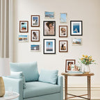 Vittanly 15 Pack Picture Frames Collage Wall Decor for Mounting or Tabletop Display, Gallery Frame Set Including 3pcs 8x10, 6pcs 5x7, 6pcs 4x6, Black, Walnut Brown and Distressed White