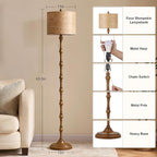 63.5'' Floor Lamps for Living Room, Farmhouse Floor Lamp for Bedroom with 3 Color Temperatures, Vintage Standing Lamps for Living Room, Living Room Light, Chain Switch, Bulb Included, Brown