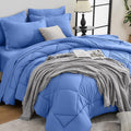 HEVUMYI Royal Blue King Comforter Set - 7-Piece All Season Bed in a Bag King, Ultra Soft Bedding Set with Comforter, Flat Sheet, Fitted Sheet, Pillowcases, Pillow Shams